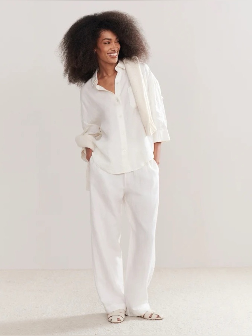 Jenni Kayne Women’s Linen Logan Pant in Ivory, Size S